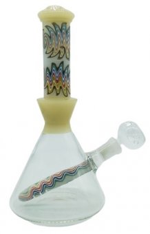 Glaspfeife, Artwork Glasbong mit festem Downstem, 20cm